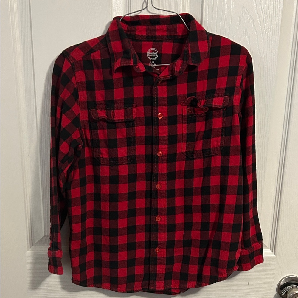 Wonder Nation Red and Black Checkered Kids Shirt